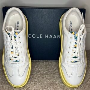 Cole Haan Women's White and Yellow Sneakers